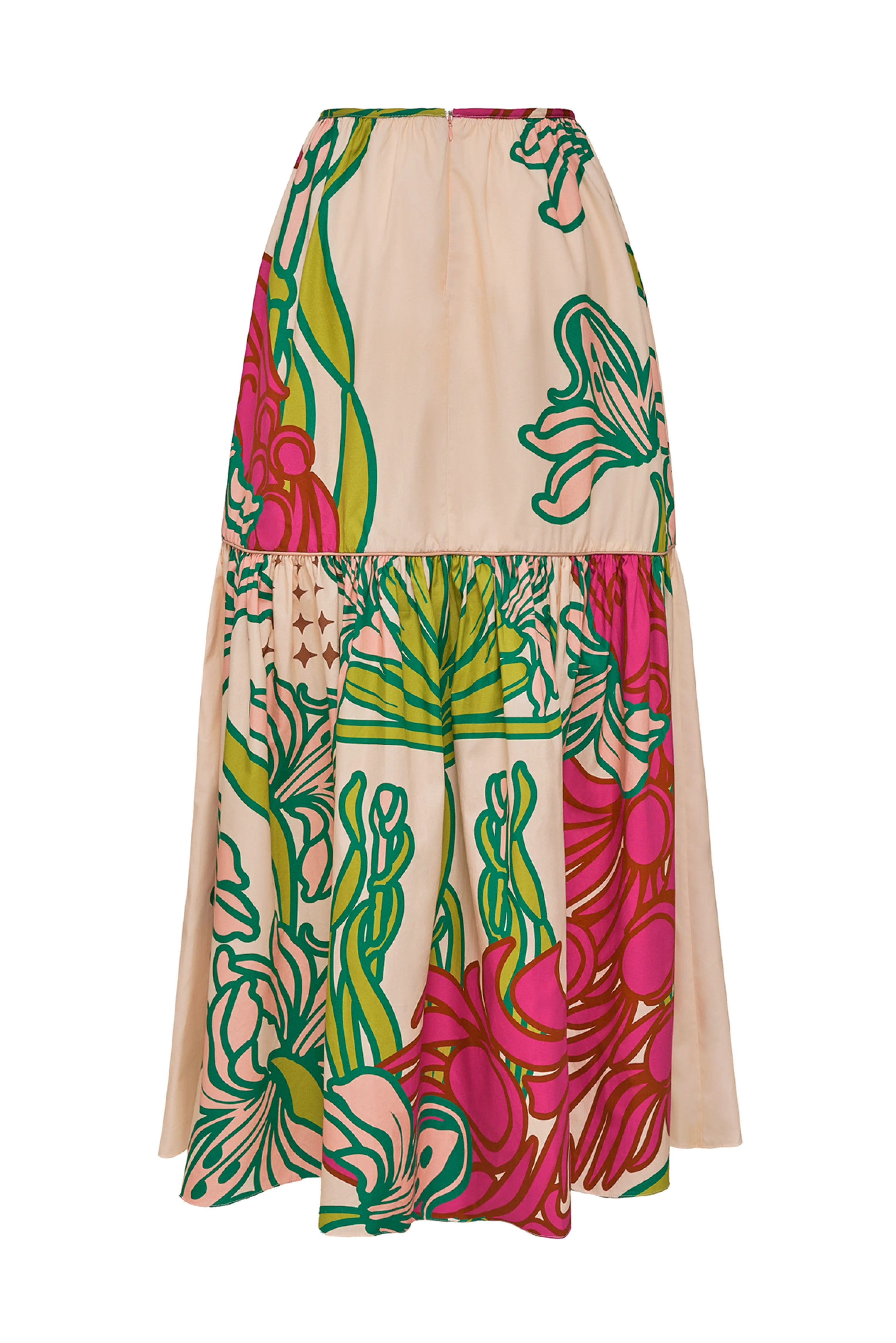 Ornella Cotton Maxi Skirt / Beige Moon Garden