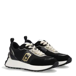 Scarpe Donna LIU JO Sneakers Lolo 06 in Mesh e Suede colore Black e Light Gold